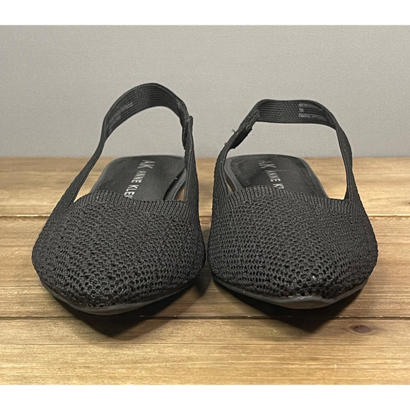 Anne Klein Women's Ontario Slingback Flats Size 7 Black Fabric Pointed Toe - Picture 3 of 11